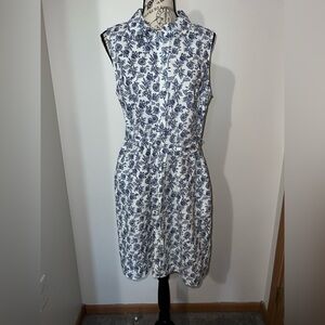 Tommy Hilfiger Blue Floral Linen Blend Shirt Dress Sleeveless Size 10